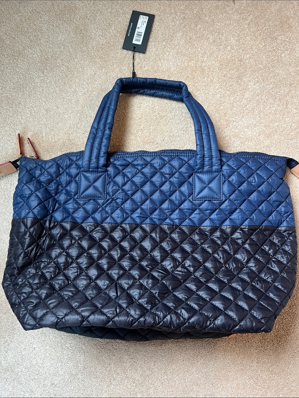 NWT MZ Wallace Quilted Navy and Black Large Sutton Tote - Picture 3 of 5